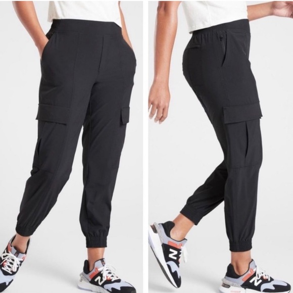 Athleta Pants - Athleta Chelsea Utility Cargo Jogger Pant FEATHERWeight Black 10 T Tall Gym Yoga